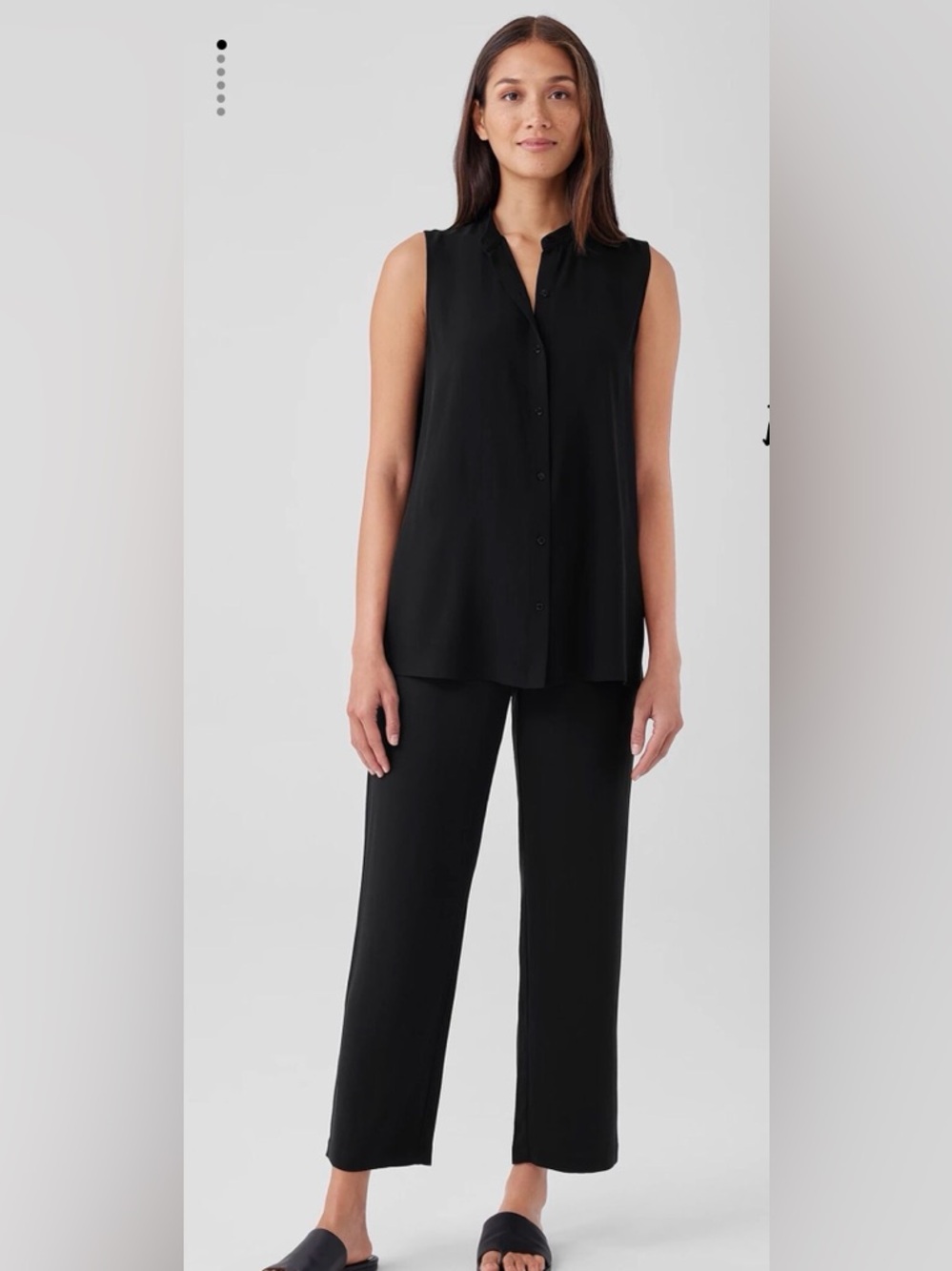 Eileen Fisher 100% Silk Georgette crepe pants XXS Black straight leg